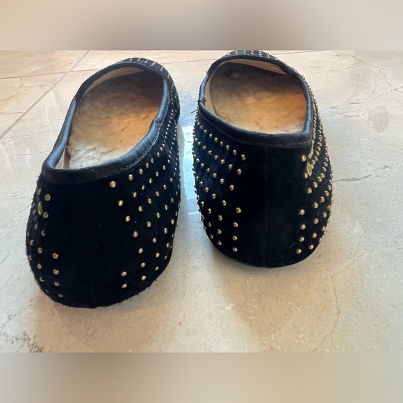 UGG Women's Black Loafers / Slippers  with Gold Studs - Picture 6 of 7